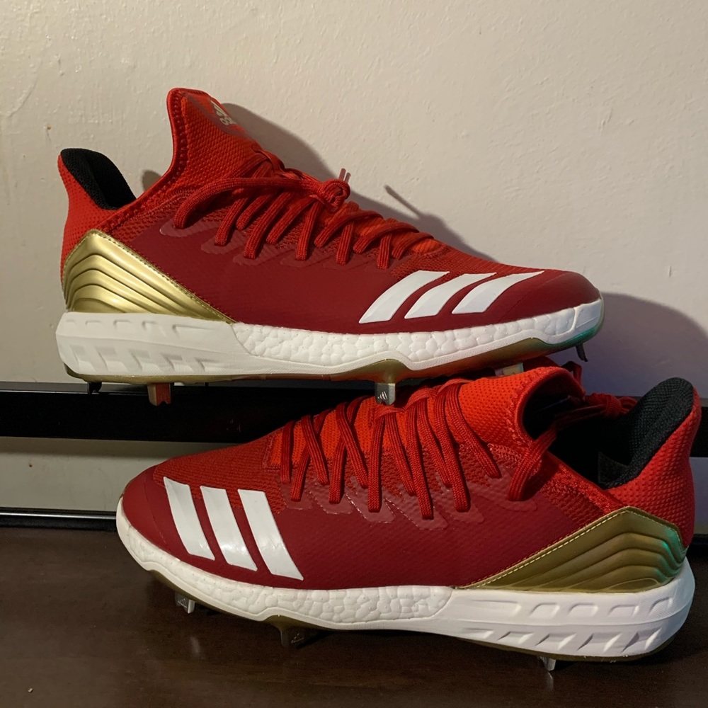 Adidas Icon 4 Red Metal Baseball Cleat